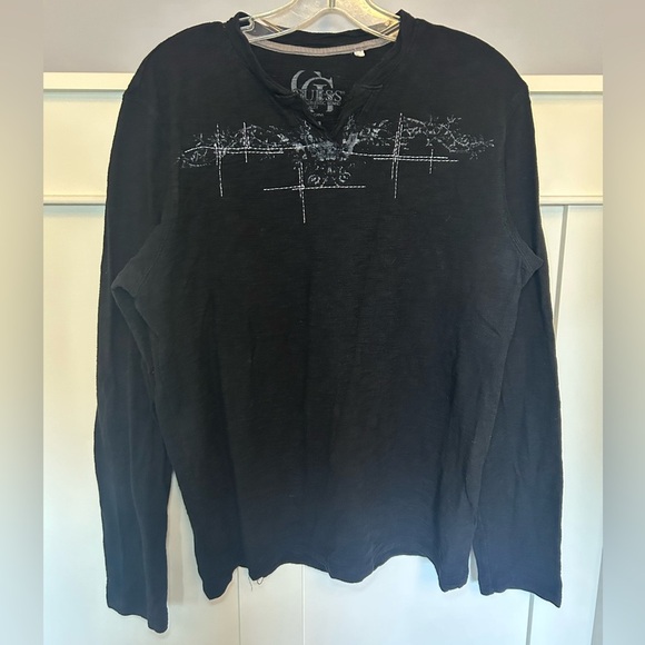 Vintage Guess y2k split neck longsleeve shirt size M - Picture 1 of 7